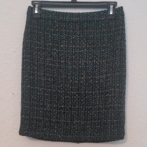 Loft Women's Teal & Tan Plaid Petite Pencil Skirt. Size 00P